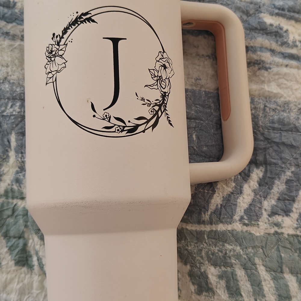 Floral Monogram Mug - Cream